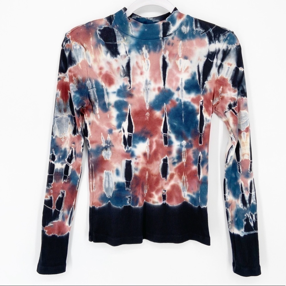 YFB Young Fabulous & Broke Mock Turtleneck Tie Dye Long Sleeve Top Shirt XS